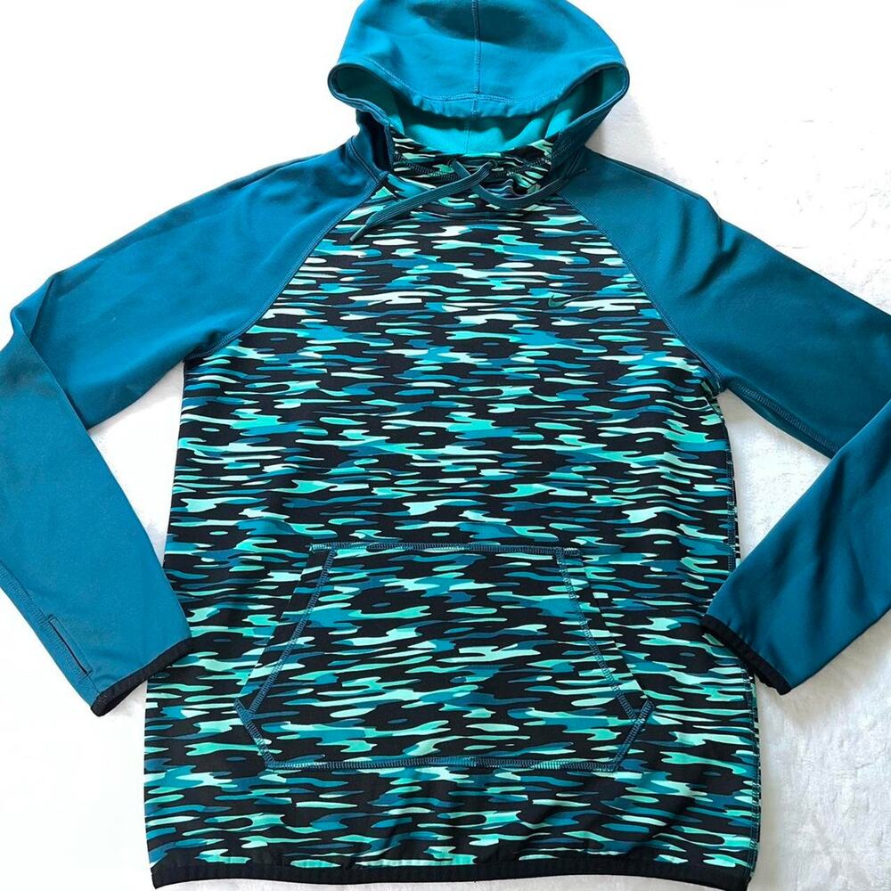 Nike Dri-fit Women’s Size Small Hooded Sweatshirt Green Print